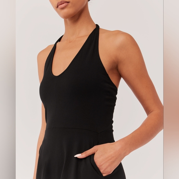 NWT Pact organic black fit and flare halter dress size small - Picture 2 of 5